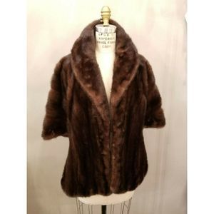 Vintage Chocolate Mink Stole Caplet Cape
